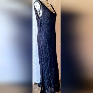 Carole Little Vintage Black Lace Maxi Dress